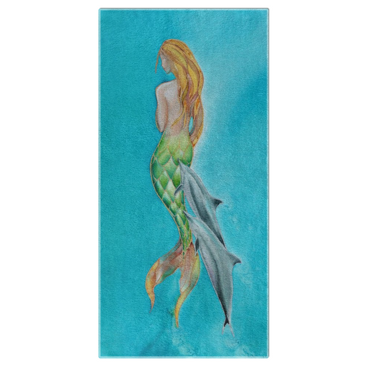 Mermaid & Dolphin Fine Art Beach Towel